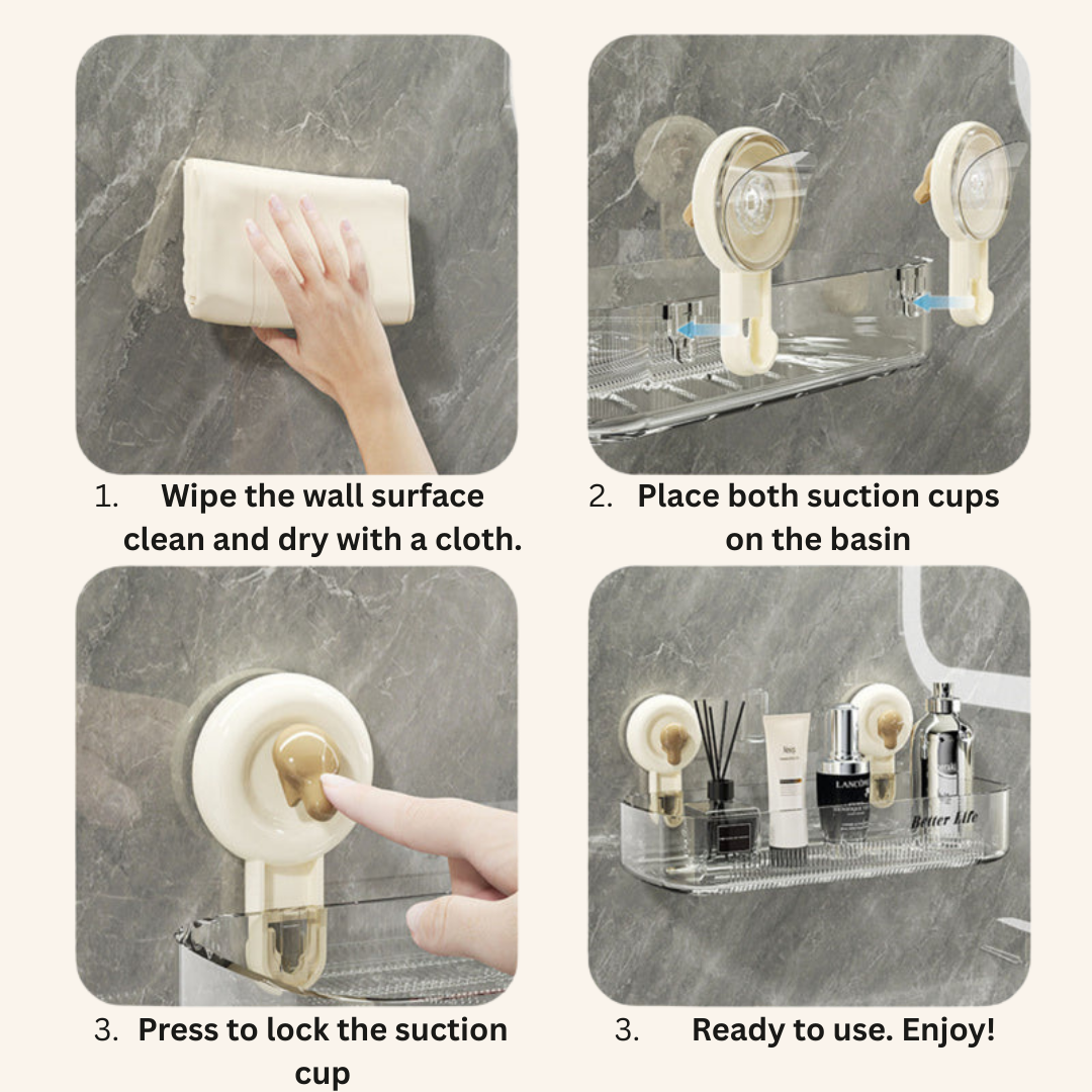 Housious® Multi-Purpose Transparent Suction Cup Storage Shelf
