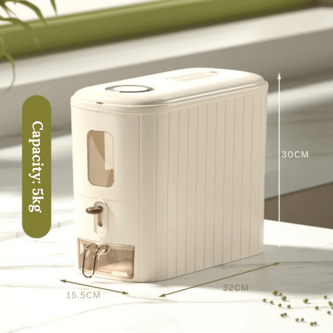 Durable Airtight Rice Storage Container - 5kg/10kg Moisture-Proof Dispenser