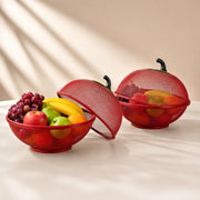 Apple Shape Fruit Basket with Lid Net Cover | Large Stainless Steel Food Storage Basket for Fruits & Vegetables, Protective Mesh Cover for Kitchen & Dining