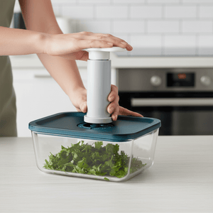 Smart Rectangular Vacuum Glass Food Container | 800ml Date-Tracker Freshness Lock