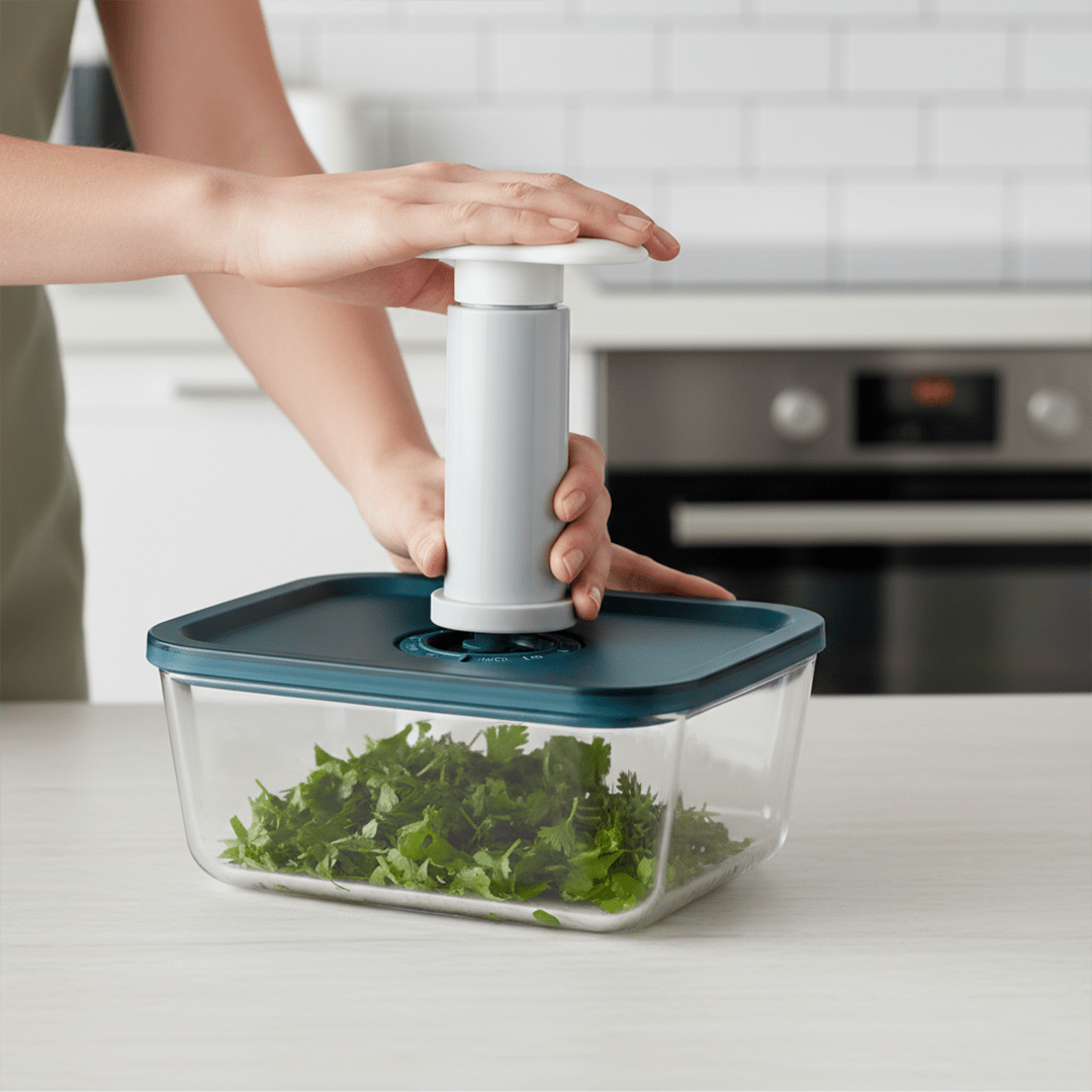 Smart Rectangular Vacuum Glass Food Container | 800ml Date-Tracker Freshness Lock