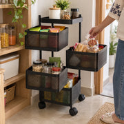 4-Layer Square Multipurpose Storage Trolley with Wheels | Rotating Organizer for Home & Office