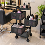4-Layer Square Multipurpose Storage Trolley with Wheels | Rotating Organizer for Home & Office