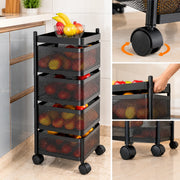 4-Layer Square Multipurpose Storage Trolley with Wheels | Rotating Organizer for Home & Office