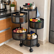 4-Layer Round Multipurpose Storage Trolley with Wheels | Rotating Organizer for Home & Office