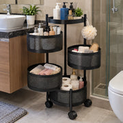 4-Layer Round Multipurpose Storage Trolley with Wheels | Rotating Organizer for Home & Office