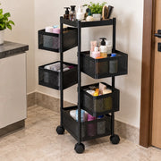 5-Layer Square Multipurpose Storage Trolley with Wheels | Rotating Organizer for Home & Office
