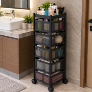 5-Layer Square Multipurpose Storage Trolley with Wheels | Rotating Organizer for Home & Office