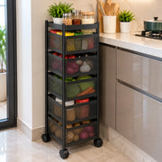 5-Layer Square Multipurpose Storage Trolley with Wheels | Rotating Organizer for Home & Office