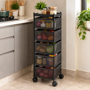 5-Layer Square Multipurpose Storage Trolley with Wheels | Rotating Organizer for Home & Office