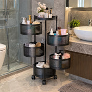 5-Layer Round Multipurpose Storage Trolley with Wheels | Rotating Organizer for Home & Office