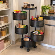 5-Layer Round Multipurpose Storage Trolley with Wheels | Rotating Organizer for Home & Office