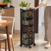 5-Layer Round Multipurpose Storage Trolley with Wheels | Rotating Organizer for Home & Office