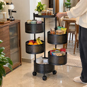 5-Layer Round Multipurpose Storage Trolley with Wheels | Rotating Organizer for Home & Office