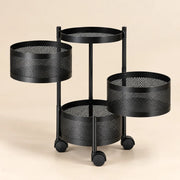 3-Layer Round Multipurpose Storage Trolley with Wheels | Rotating Organizer for Home & Office