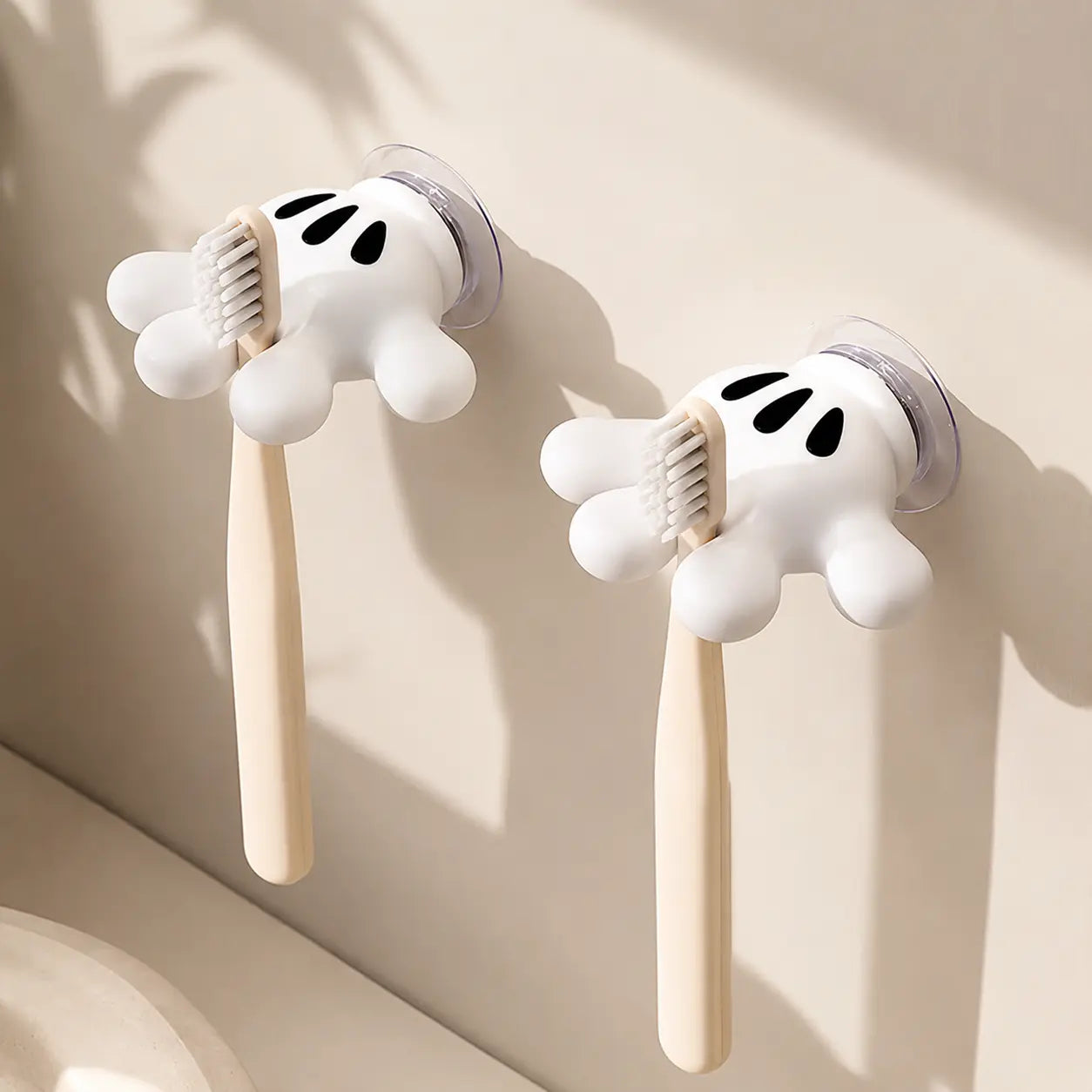 Cute Wall Hanging Toothbrush Holder | Suction Hook Bathroom Organizer | Pack of 2