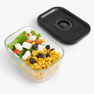 Smart Rectangular Vacuum Glass Food Container | 800ml Date-Tracker Freshness Lock