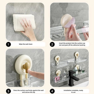 Housious No-Drill Suction Rack for Sink – Bathroom Organizer Shelf