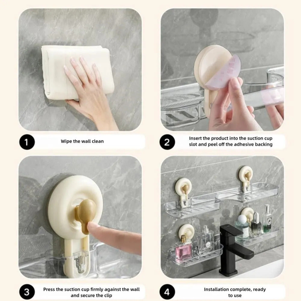 Housious No-Drill Suction Rack for Sink – Bathroom Organizer Shelf