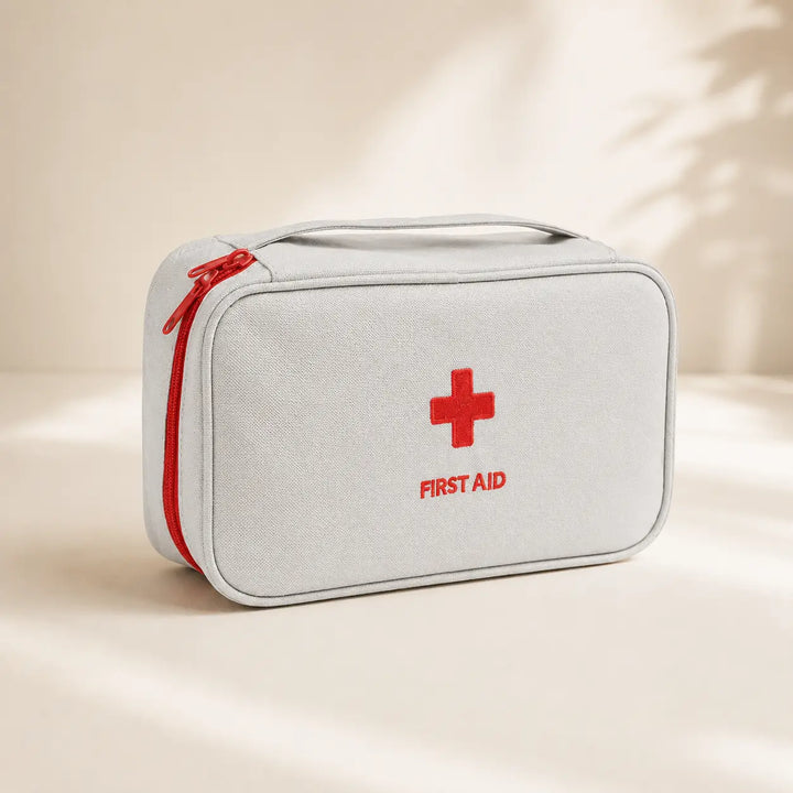 Emergency First Aid Kit Pouch with Handle | Multi-Layer Fabric Medicine Organizer Bag for Travel, Home, Car