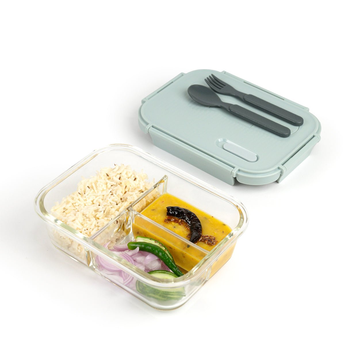 3-Compartment Glass Meal Prep Container | 1050ml Rectangle Food Storage Box