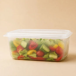 Fridge Storage Containers (Set of 6) with Draining Basket 1800ml | Stackable Airtight Food Organizer Boxes