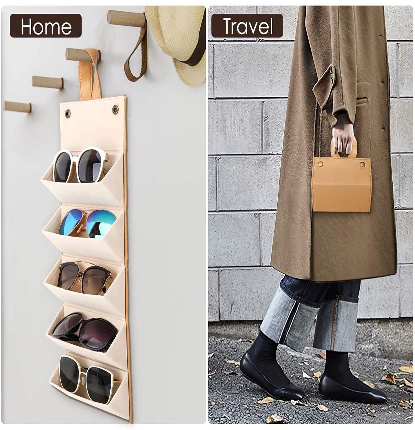 Foldable Sunglasses Organizer Case | 5 Slot Travel Glasses Holder