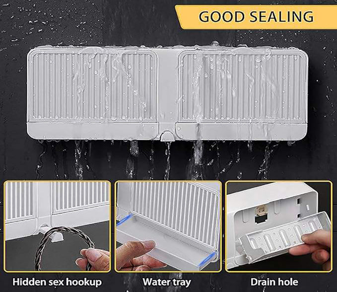 2-in-1 Wall Mounted Soap Holder with Hooks | Self Draining No Drill Soap Dish