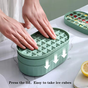 Silicone Ice Cube Tray with Lid | Ice Mold with Storage Compartment