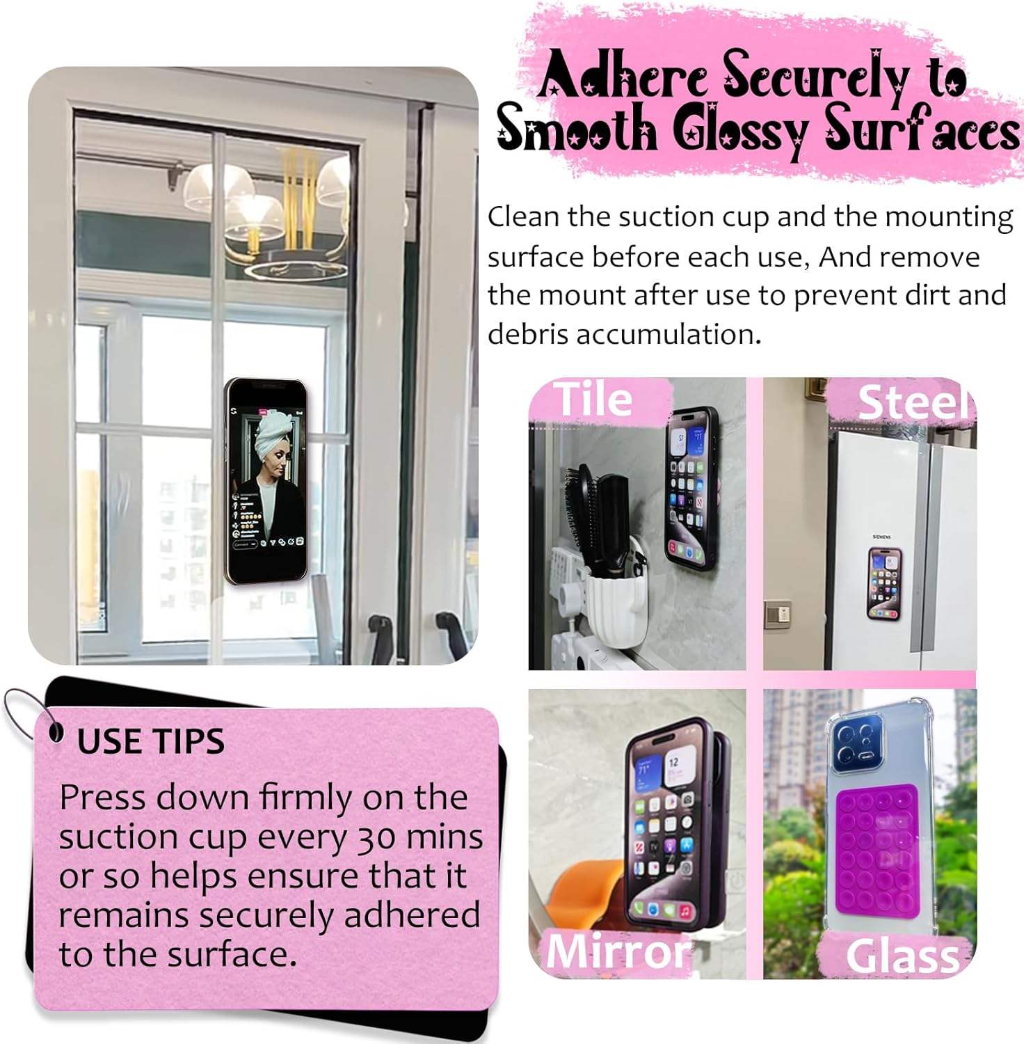 Silicone Suction Phone Holder | Non-Slip Adhesive Mobile Mount