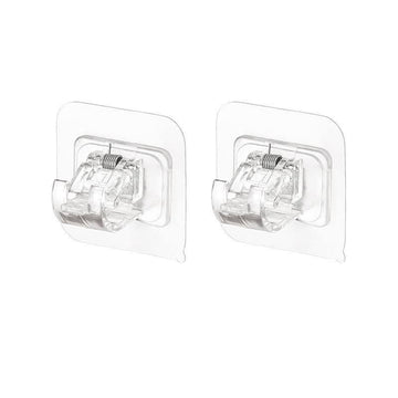 Self Adhesive Curtain Rod Holder Hooks | No Drill Adjustable Brackets | 04 PCS