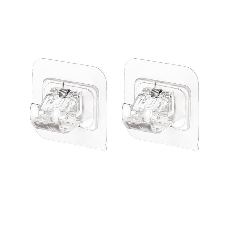Self Adhesive Curtain Rod Holder Hooks | No Drill Adjustable Brackets | 04 PCS