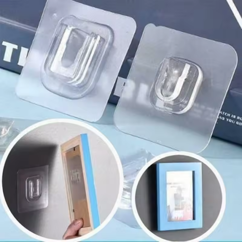 Transparent Adhesive Wall Hooks | Strong Plastic Tool Hanger | Pack of 5