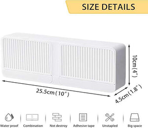 2-in-1 Wall Mounted Soap Holder with Hooks | Self Draining No Drill Soap Dish