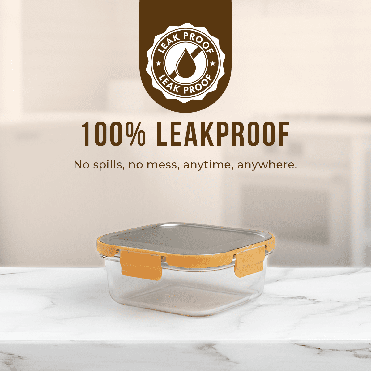 Premium Leak-Proof Borosilicate Glass Container 800ml | Steel Lid for Ultimate Freshness
