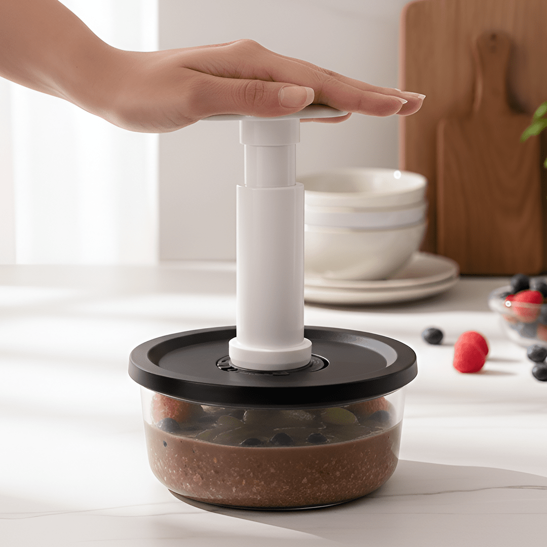 850ml Circular Vacuum Glass Food Jar | Intelligent Date-Tracking Freshness Seal