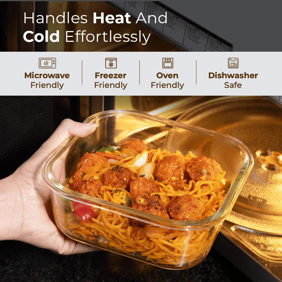 1100ml Square Borosilicate Glass Container | Oven-Safe with Vented Glass Lid