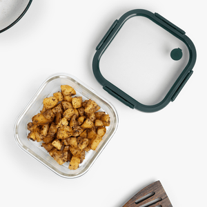 800ml Premium Square Borosilicate Glass Container | Vented Glass Lid Fresh-Air Circulation