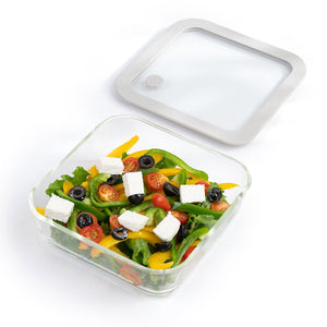 1170ml Large Square Borosilicate Glass Meal Container | Vented Lid for Easy Reheating