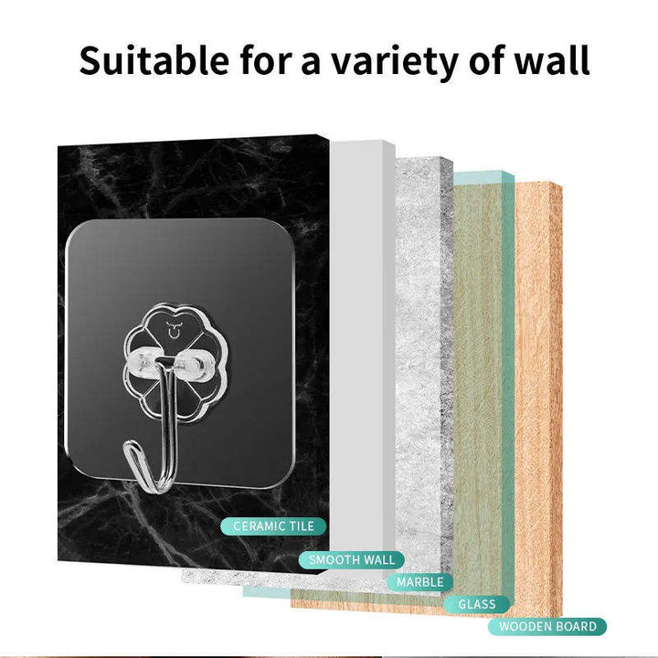 Self Adhesive Wall Hooks | Strong Traceless Multi-Purpose Hooks | Pack of 10