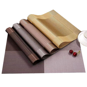 PVC Dining Table Placemats | Heat Resistant Anti-Skid Washable Mats | Pack of 4