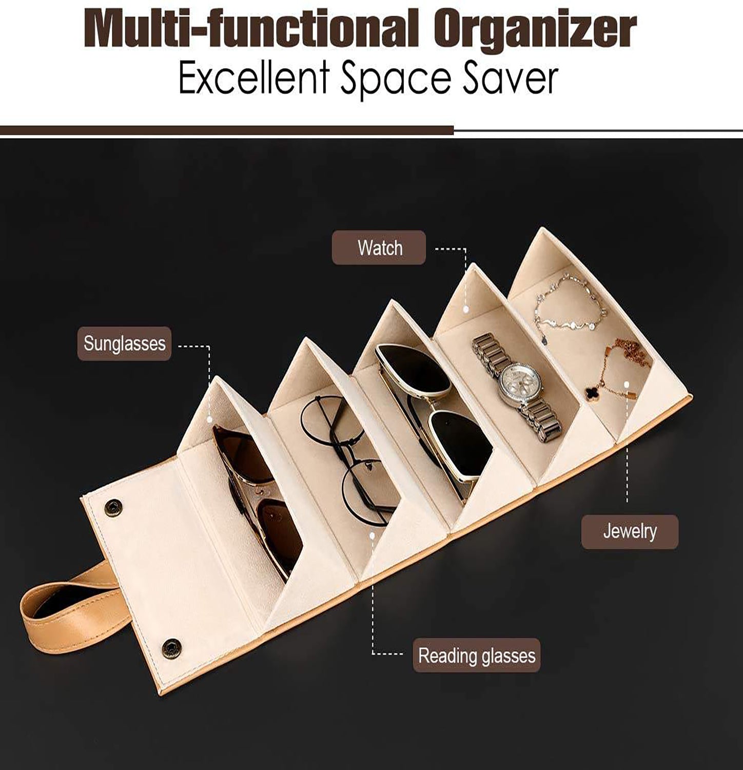 Foldable Sunglasses Organizer Case | 5 Slot Travel Glasses Holder