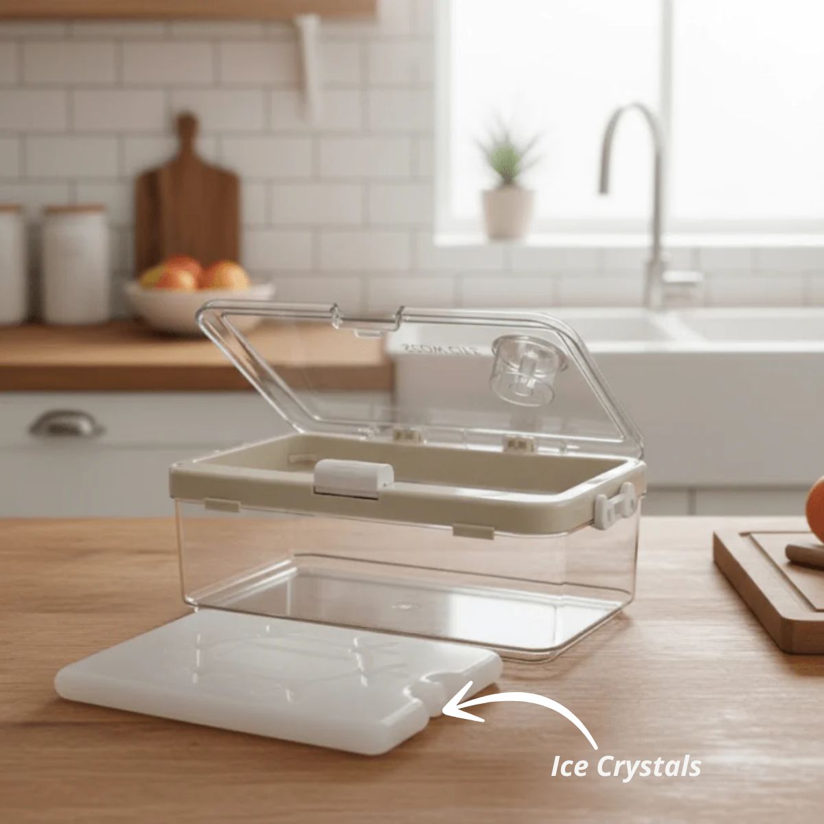 Portable Leak-Proof Crisper Box with Ice Crystals | Fresh Fruit & Snack Keeper