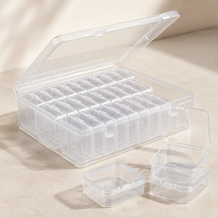 Housious Large Clear Plastic Organizer Boxes – 30-Pack Folding Mini Bead Storage Cases