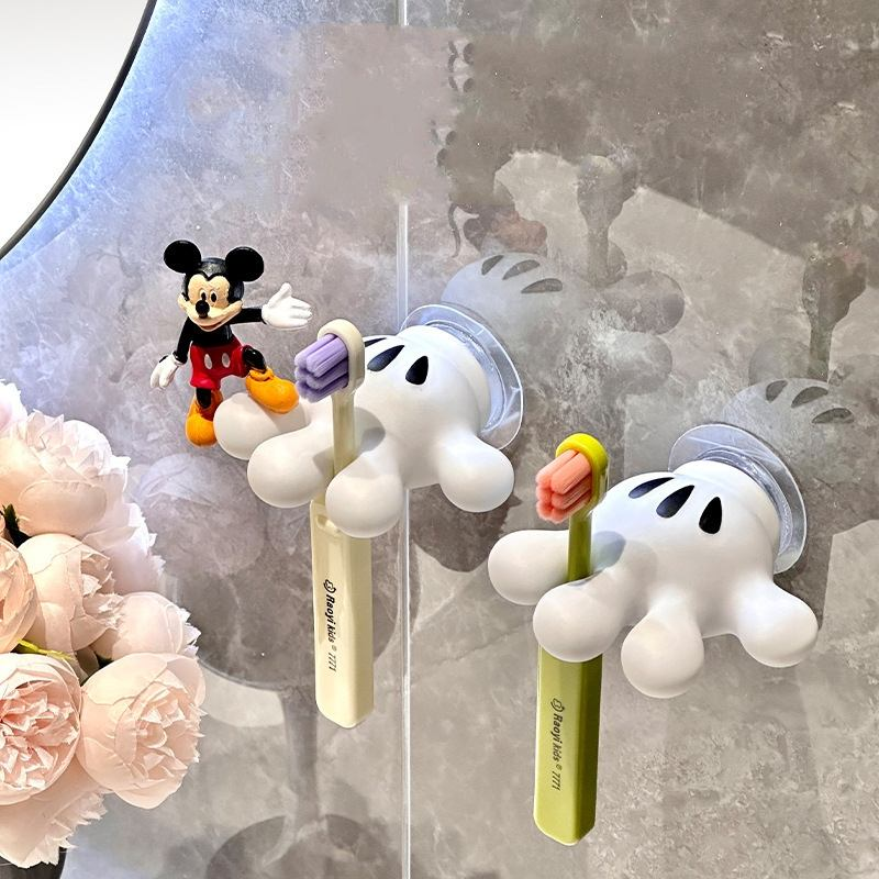 Cute Wall Hanging Toothbrush Holder | Suction Hook Bathroom Organizer | Pack of 2