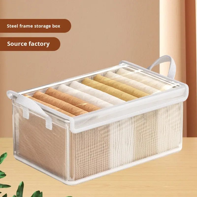 Foldable Fabric Storage Box with Lid | 26L Clothes & Pants Organizer | Collapsible Closet Storage Bin with Handles | Multi-Purpose Home Organizer | 3 PCS
