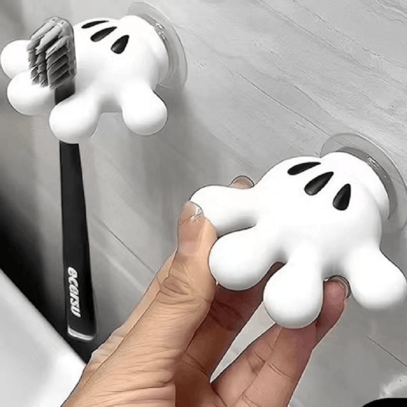 Cute Wall Hanging Toothbrush Holder | Suction Hook Bathroom Organizer | Pack of 2