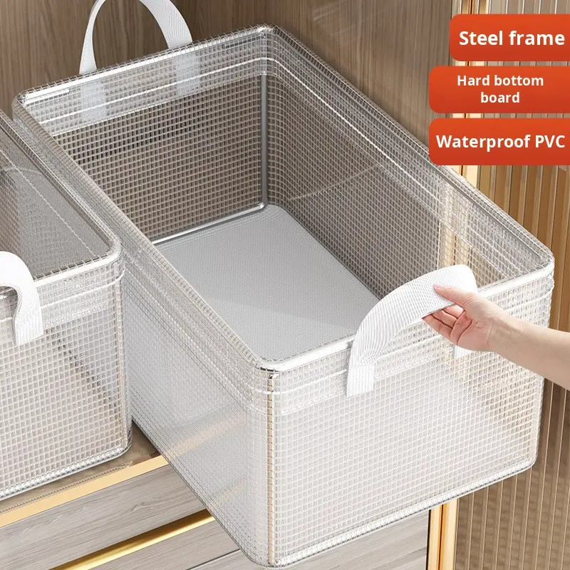 Foldable Fabric Storage Box with Lid | 26L Clothes & Pants Organizer | Collapsible Closet Storage Bin with Handles | Multi-Purpose Home Organizer | 3 PCS