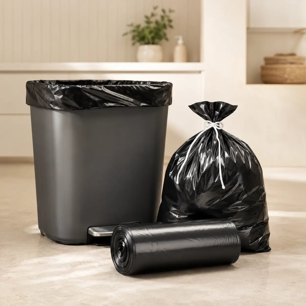 Medium Garbage Bags 30 pcs – Strong Leak-Proof Dustbin Liners for Home & Office