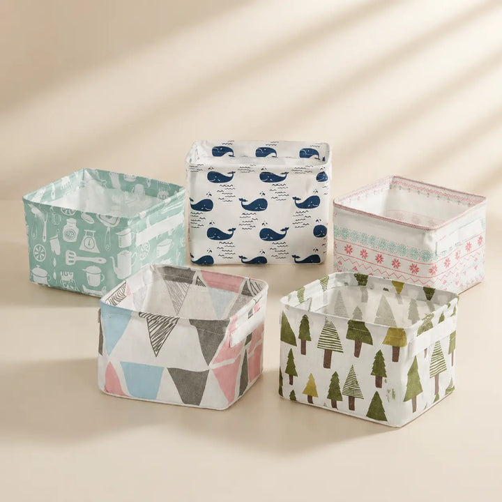 Mini Canvas Storage Basket | Foldable Desktop Organizer